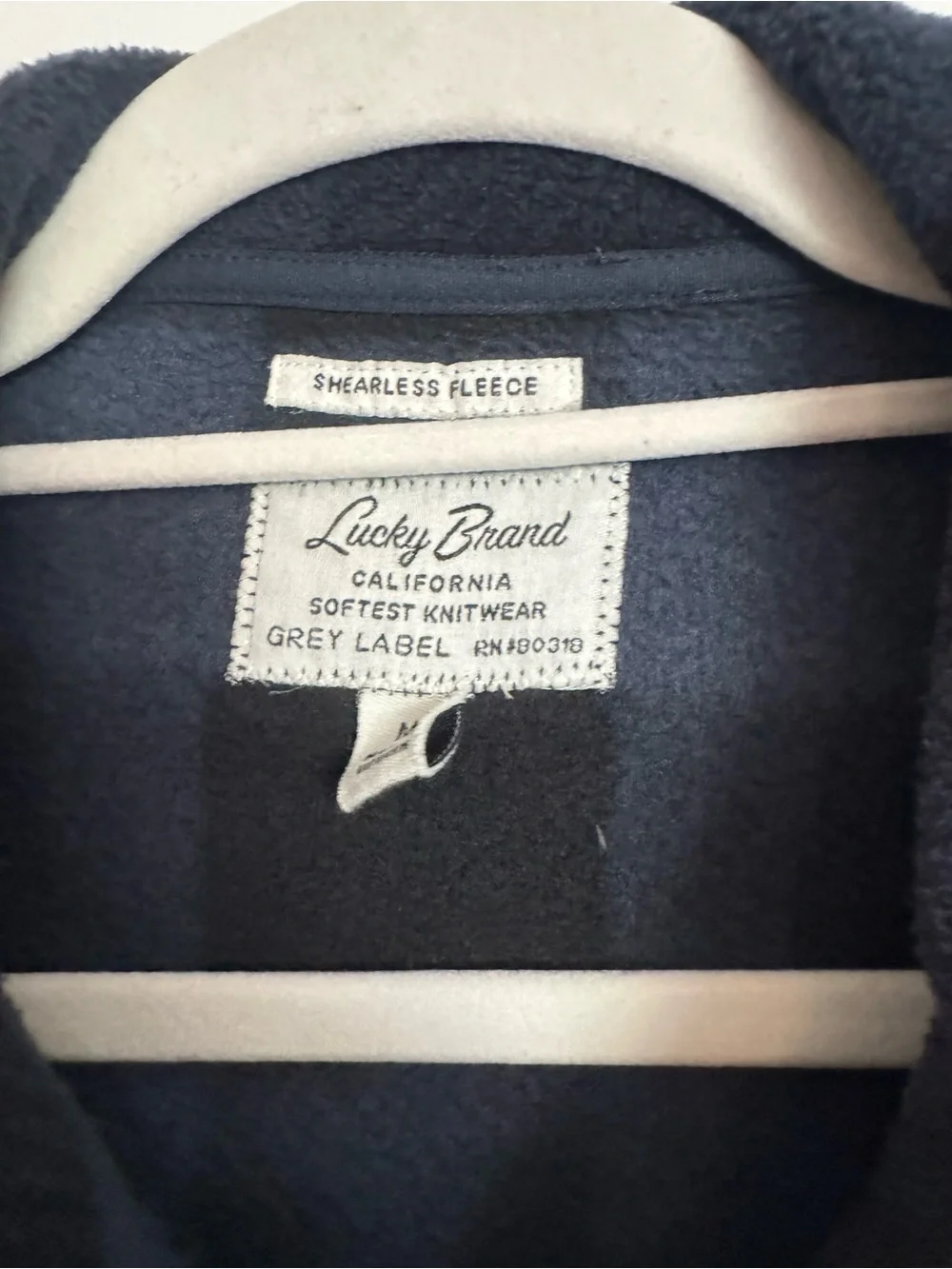 Lucky Brand Men’s Navy and Black Plaid Full-Zip Fleece Jacket